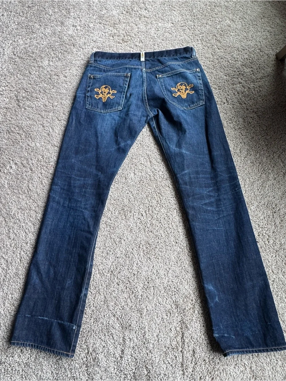 RARE Billabong Boys Club Ice Cream embroidered distressed Jeans skull medium
